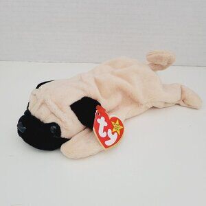 Ty Beanie Baby PUGSLY The Dog 4th/5th Gen 1996 8" PRISTINE TRUSTED SELLER NWT